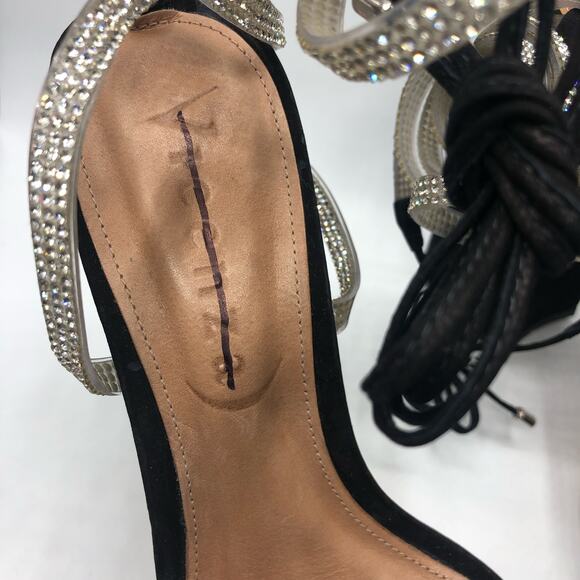 Free People X Vicenza  Everly Suede Platforms Wrap Heels Black Size US 10 - Picture 6 of 10